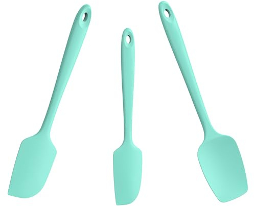Doosu Silicone Spatulas for Cooking, 315℃ Heat Resistant, 3Pc, Aqua Sky | Food Grade Bowl Scraper, High Temp Safe, Soft Small Kitchen Utensil, Non Scratch Non-Stick Flexible for Baking Mixing Serving