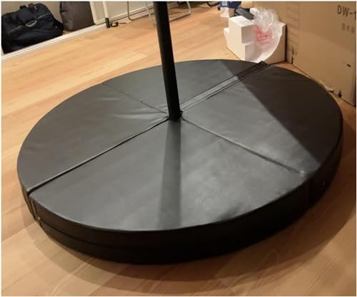 Pole Dance Matte, Tanzstange Schwarze Pole Crash Mat Runde, PU Leder Rutschfeste Abdeckung, Tragbare Fitness Pole Dancing Sicherheitsmatte, 1in/2in/4in Dicke Faltbare Yoga Pole Matte (100cm/3ft/39in