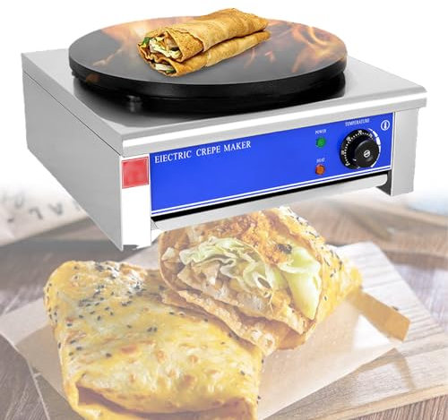 CWCQGH Macchina per Crepes, Macchina per Crepes, Piastra elettrica Antiaderente per Pancake, Include Utensili per la Preparazione delle Crepes, 2 Temperature e Controllo termostatico