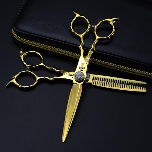 Haarschneideschere, 6 Zoll, Professionelle, Hochwertige Kreuzschere Aus Japan 440C, Haarschere Zum Ausdünnen Und Ausdünnen Von Haaren, Friseurschere, Set Mit Tasche