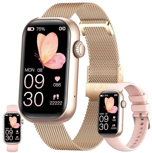 ZPIMY 1,47 AMOLED Smartwatch Donna Chiamata Bluetooth e Risposta Vivavoce Smart Watch Orologio Fitness Intelligente con Cardiofrequenzimetro Pressione Sanguigna SpO2 Smartwatch per Android iOS