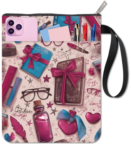 CRASPIRE Custodia per Libri Rosa con Cerniera Borsa Extra Impermeabile in Vetro Custodia per Penna Protezione Portatile Corda Copertina Bifacciale per Quaderno con Copertina Rigida Diario della