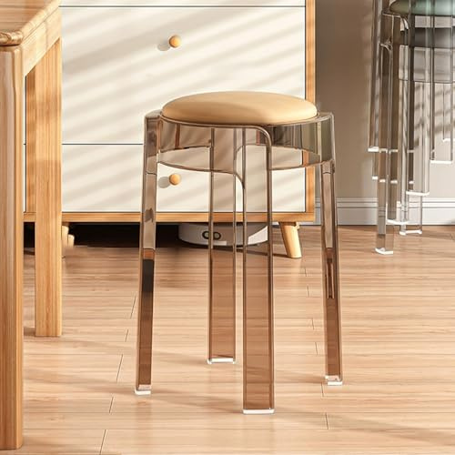 Generisch Transparent Stapelbar Hocker 46 cm Hoch, Modern Acryl-Barhocker, Stapelhocker Hocker Kunststoffhocker für Küche Bistro Café Theke(Yellow)