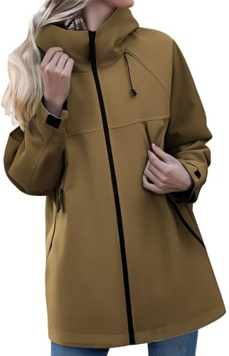 Giubbino Antipioggia Donna Resistente Al Sole Viaggi Giacca Da Pioggia Portatile Media Lunghezza Traspirante Cappotto Con Cerniera Antivento Outdoor Trench Ripiegabile Con Cappuccio a Vento Giacche