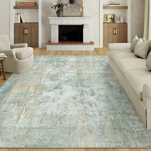 HUGEAR Modern Vardagsrum Matta 240x300cm Blå Gul Tvättbar Mattor