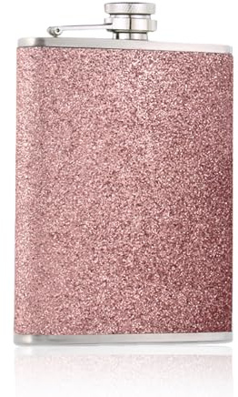 1x304 rosa 8Oz/240 ml Flachmann,Edelstahl-Flachmann für Damen,Flachmann mit Glitzer AuslaufsicherFlachmann Edelstahl,Für Männer Und Frauen,Für Zum Wandern, Klettern, Angeln,Camping Whiskey Rum Wodka