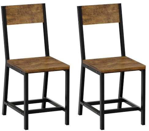 YOUDENOVA Esszimmerstühle 2er Set, Stabiles Metallgestell, Bequeme Küchenstühle mit Rückenlehne, Geeignet für Wohnzimmer, Esszimmer und Küche, Vintage-Braun, Bis 150 kg Belastbar