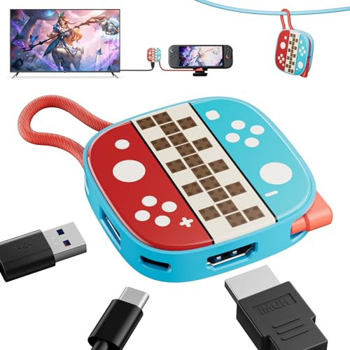 TV Dock for Switch 2, Docking Station for Switch/Switch OLED/Steam Deck/MacBook, Portable TV Adapter and Travel Dock, Compatible with Nintend0 Switch 2, Supports 4K@60Hz HDMI 2.0, 100W PD, USB 3.0