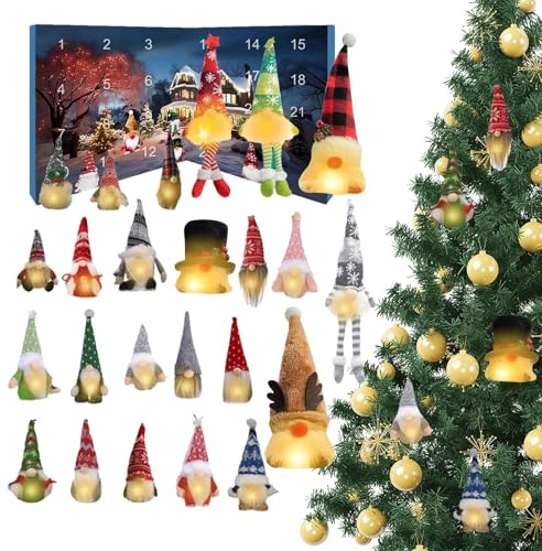 Wichtel Adventskalender 2025 | 24 Tages Gnomen Figuren Weihnachts Adventszeit Dekorative, Festliche Figuren Deko Für Erwachsene Junge Mädchen Partyzimmer Tischdekoration Kaminsims