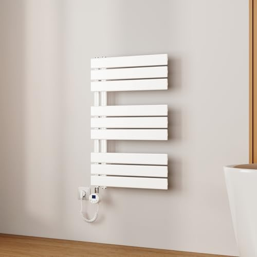 EMKE Scaldasalviette Elettrico 76x50 cm Bianco,400 W | Porta-Asciugamani Riscaldante con Termostato WiFi,Termoarredo Elettrico per Bagno