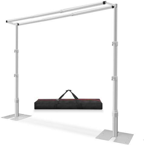 Jiang&Rong 3x3m Hintergrundständer,Doppelte Querstrebe,Verstellbar | Doppel-Querstangen-Background Stand,verstellbarer Metallrahmen mit Vorhang-Set, Fotostudio-Hintergrundständer für Hochzeiten