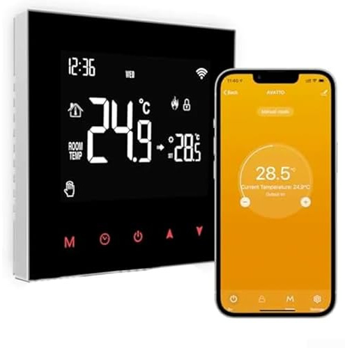 Termostato per riscaldamento a pavimento Smart WiFi, termostato programmabile con touchscreen LCD, per Alexa e casa online, per riscaldamento elettrico a pavimento (da appendere alla parete)