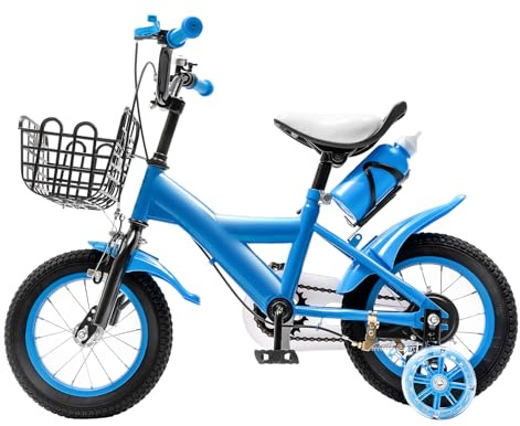 AOAPUMM 12 Zoll Kinderfahrrad Kinderrad mit Stützrädern, Jungenfahrrad Mädchenfahrrad Kinder Fahrrad Rot/Gelb/Blau, für Mädchen Jungen (Blau)