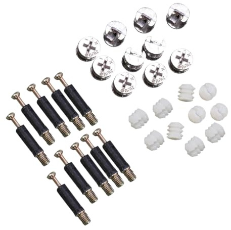 WRITWAA Juegos de Tuercas de Leva para Tornillos y Pasadores de Conexión de Muebles Fijaciones de Bloqueo de Leva de Plástico 32 MM 24 Piezas Cada Tipo Unión Estable para Esquinas de