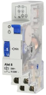 Vibsky Relé de interruptor de temporizador de luz de escalera mecánico, 230 V 16 A, montaje en riel DIN, retardo ajustable 30 s-20 minutos