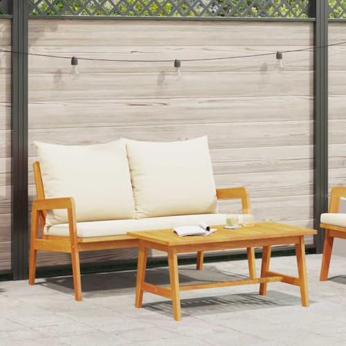 LoogCape Bistrogarnitur mit Kissen 2-teilig Öl-Natur Akazie Massivholz, Gartenmöbelset für Terrasse, Balkon, Outdoor-Sitzgelegenheiten