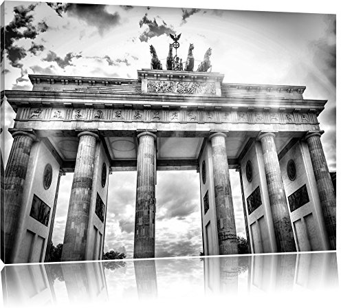 Pixxprint Monocrome, Brandenburger Tor Berlin Deutschland Sehenswürdigkeit, Größe: 100x70cm, Leinwandbild, fertig gespannt, Wandbild, Dekoration, Kunstdruck, kein Poster