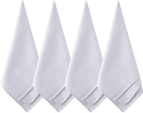 TUPARKA 12 Pack Pure White Cotton Handkerchiefs for Men | Large Pocket Squares Hankies