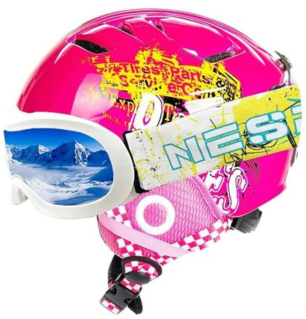 Casque de ski pour enfant et enfant - Casque de snowboard avec lunettes - Casque de ski - Ultra léger - Certifié ASTM - 2 ans et plus