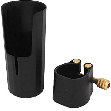 Tzong Mundstück-Set für Tenorsaxophon Gold Alt E Saxophon Mundstück Set Gold Clip Saxophon Ersatzteile Tonabnehmer für schwarze Klarinette und schwarze Kappe