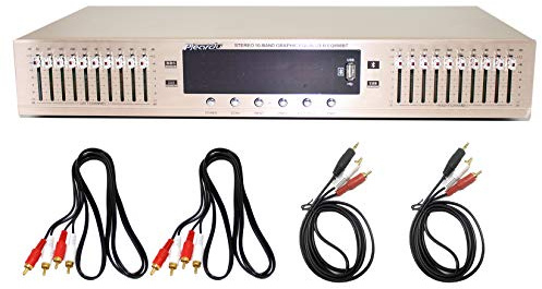Toplionace 220V Dual 10 Segmente HIFI Digital HD Stereo Equalizer | Vorverstärker Equalizer Eingebauter USB Bluetooth Home Stage Equalizer EQ898, Golden