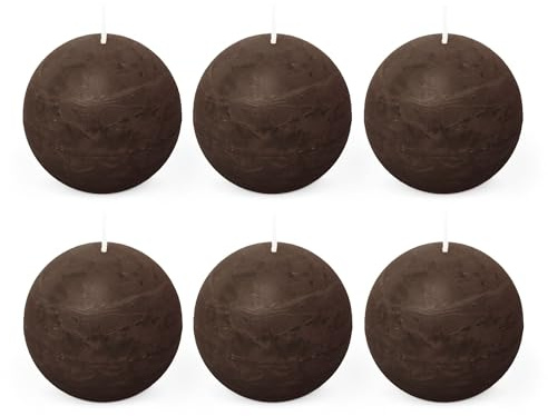 Spaas 6x Vela esférica rústica 80 mm 24 h, marrón oscuro