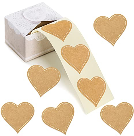 Logbuch-Verlag 200 Herz Aufkleber auf Rolle 5 cm Namensaufkleber Hochzeit Marmeladengläser Etiketten Geschenkaufkleber zum Beschriften