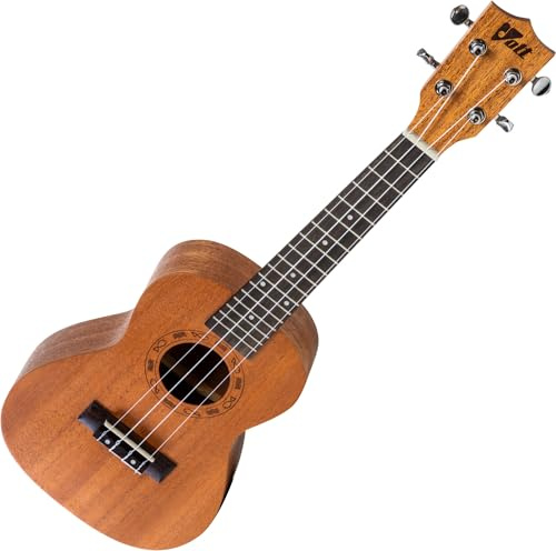 Volt ukulele Valencia, storlek: Concerto, laminerad filt mahogny, greppbräda: rosenträ, ädel högblank målning, schalloch-gravyr, längd: ca 610 mm, med bältesknappar, inkl. fodrad väska