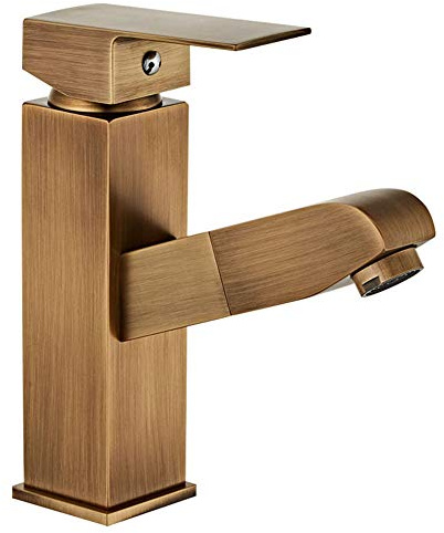 Rubinetto Bagno Lavabo Con Doccetta Estraibile Monocomando Ottone Rubinetto Bagno, Regolazione A Caldo E Freddo, Per Miscelatore Lavabo E Rubinetti Per Bidet, Valvola In Ceramica, Stile Antico