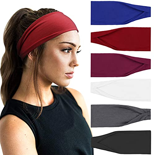 DRESHOW 6 Stück Damen Stirnband Kopfband Haarband Turban Elastische Stirnband Haarschmuck für Mädchen Alltag Yoga Sport Fitness
