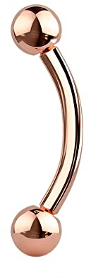 Jewel Barrel Augenbrauen Banane Piercing Curved Barbell Ohrringe Helix Daith Chirurgenstahl Körperschmuck 16g (1,2 mm) 6mm / 8mm Stablänge mit Kugeln (Roségold, 8)