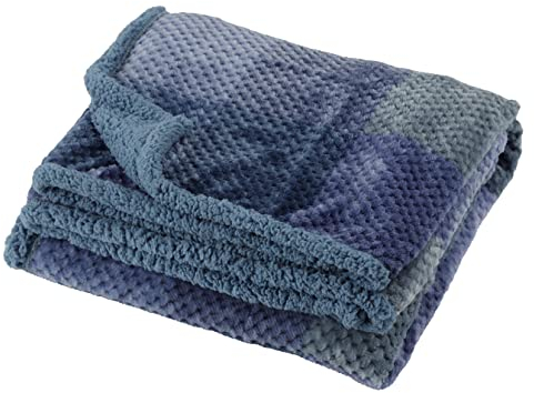 Baroni Home Coperta di Pile, Plaid Invernale Morbido per letto e divano, Coperta Singola, Colore Blu, 130x160 cm