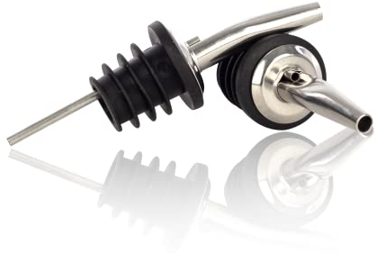 Qpractiko | Vertedores dosificadores pack 2 | Acero inoxidable, plateado | Sistema antigoteo, ajuste universal, dosificación precisa | Vertido limpio para vino, licor y aceite