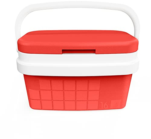 COM-FORT HOUSE - Nevera Portátil Rígida Roja 16L con Asa - Nevera para Camping, Playa, Picnic y Acampada