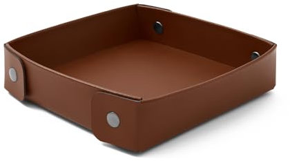 eglooh - Perseo - Taschenleerer Leder Orange Braun - Schreibtisch-Organizer mit modernem Design - Ablagefach für Schlüssel, Münzen, Schmuck - cm 16 x 16 - Made in Italy