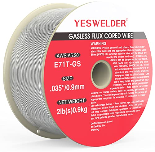 YESWELDER Fülldraht Gaslos Ø 0,9 mm, Universal FLUX Schweißdraht E71T-GS, 0,9kg Spule MIG MAG Baustahl, Drahtrolle D100