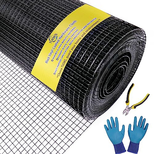 Black Hardware Cloth 1/2inch 36'' x 50' 19Gauge PVC Wire Mesh Roll Welded Wire Fence Roll Snake Fence Rabbit Cages Rodent Wire Chicken Wire Fencing Gopher Wire Cloth Black Chicken Wire