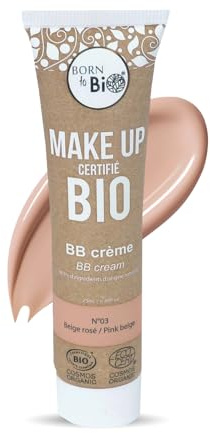 BORN TO BIO BB Bio Cream - naturlig tonad fuktgivande foundation för en enhetlig och glänsande hy - ansiktskräm för kvinnor - ekologisk hudmakeup (rosa beige)