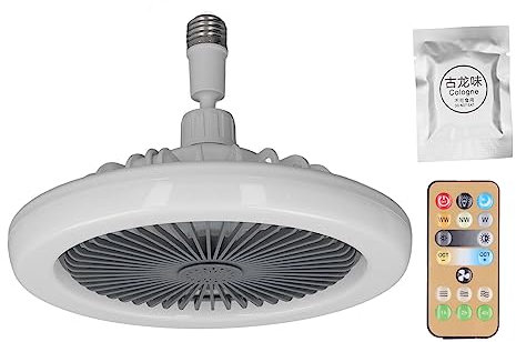 Kleiner Deckenventilator mit Licht-Fernbedienung, E27-Lampenfassung, Einstellbare Geschwindigkeit 85–265 V, Ideal für Balkon, Badezimmer, Schrank, Garage, Restaurant