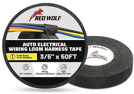 RED WOLF Isolierband Kabel Gewebeband Klebeband Kfz Elektrische Kabel Stoffband Selbstklebendes Mehrzweckfilzband 15m x 15mm 2 Stück | Hitzebeständiges Textilband, Geräuschdämpfend Kabelbaum Stoffband, Selbstklebendes Mehrzweckfilzband für Auto Haushalt