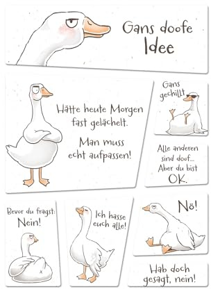 Gilbert die Gans Kühlschrankmagnete mit frechen Sprüchen acht Verschiedene Magneten für Miesepeter lustiger Set Sprüche Magnet Set Pechvogel Kühlschrankmagnete Set Männer