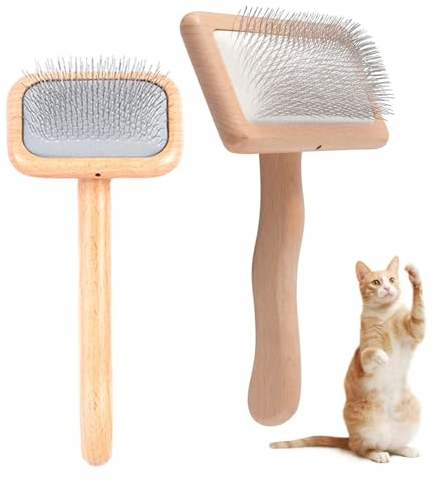 Lam-lord 2 Pcs Wool Carders, Hand Carders for Wool, Wooden Wool Carders ​Craft Wool Needle Felting Tools with Solid Wood Handle for Needle Felting Craft Felt Project Dogs Brush(Size:2 Different Size)