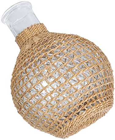 DECHOUS 1stück Rattan Glasvase Dekorative Blumenvase Für Tischdeko Hydroponische Pflanze Modernes Design Für Wohnzimmer Büro Und Balkon Kreatives Wohnaccessoire