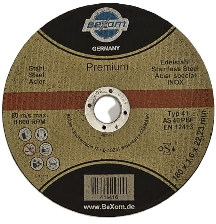 BeXom Disco de corte fino 180 x 1,6 mm - Carburo de silicio - Para acero, acero inoxidable, metal, hierro, VA - 180 mm - Amoladora angular