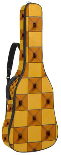 Schöne Tasche für Akustikgitarre, wasserdicht, mit Zubehörfach, Schutzschicht, mehreren Taschen, lila Schachbrettmuster, Mehrfarbig Nr. 08, 42.9x16.9x4.7 in, Gitarrentasche