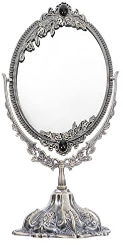 HONMEET Antiker Kosmetikspiegel Mit Ständer Retro-tischspiegel Aus Metall Schwenkspiegel Für Make-up Dekorativer Spiegel Mit Halterung