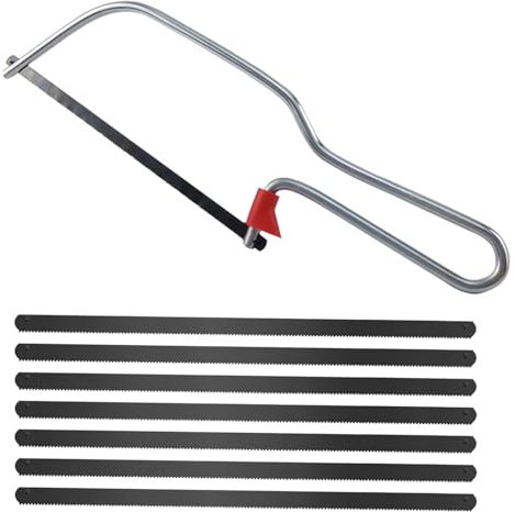 Cumnvulnt Junior Hacksaw, Professional Metal, Wood & Plastic Cutting Saw with 7 High Speed Steel Blades, Adjustable Angle, Finger Guard, 24cm Length