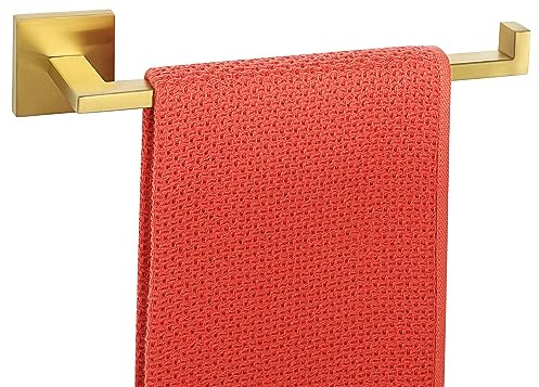 Mooche 25cm Edelstahl Handtuchhalter mit Bohren, Einarmige Handtuchstange Badetuchstange mit Verdeckten Schrauben, Gold