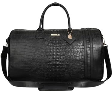 Tote&Carry Apollo 2 Large Rolling Duffle Bag with Wheels, Carry-On Roll Duffel for Travel, Gym, Sports, Daily, Weekend & All-Purpose Use for Men & Women (Crocodile Skin, Black)