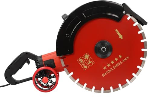 MEELRYD Sega elettrica per calcestruzzo, sega circolare ad alte prestazioni, 4000 W, profondità di taglio 165 mm, con 3 lame da 410 mm, mini sega circolare con tubo dell'acqua, lama per pietra e